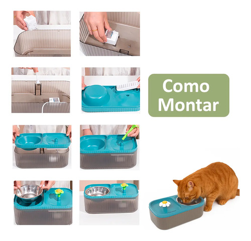 Bebedouro Elevado Gato Fonte Agua Automática 3 Litros Inox  - Rosa — foto 5