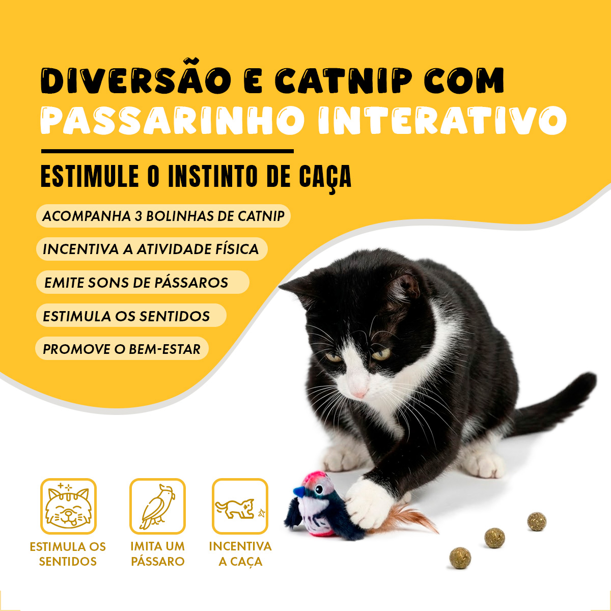 Brinquedo Interativo Som Bolinhas Catnip Aves/Passáros Gatos FOFOS - Pássaro Vermelho — foto 5