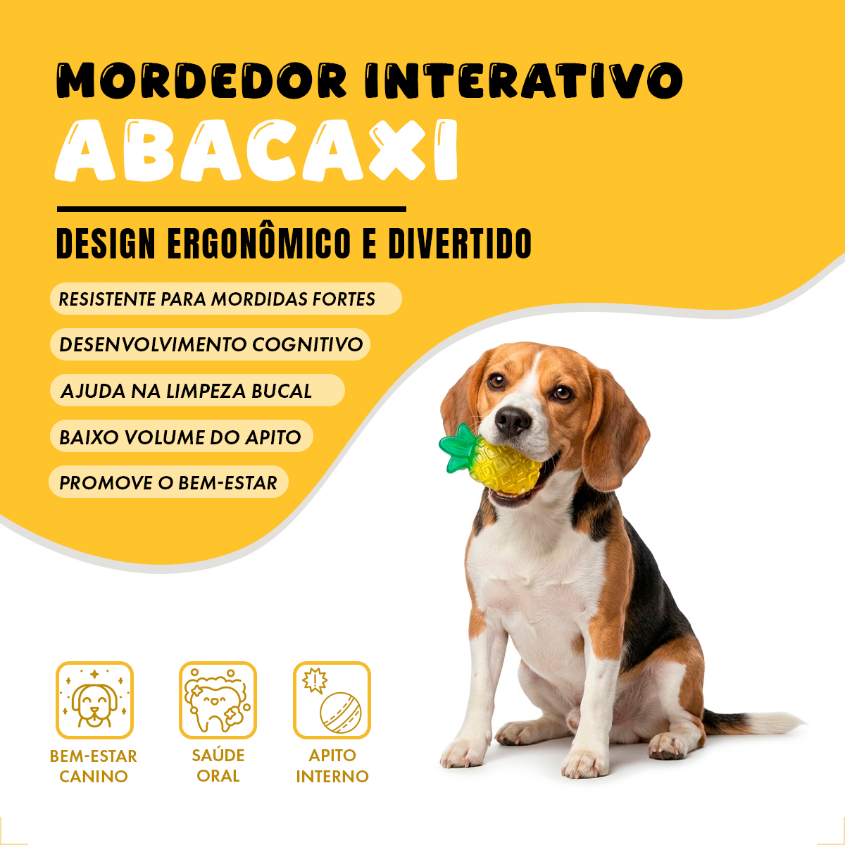 Brinquedo Mordedor Frutas Pet Cães Porte Médio TPR FOFOS - Abacaxi — foto 5