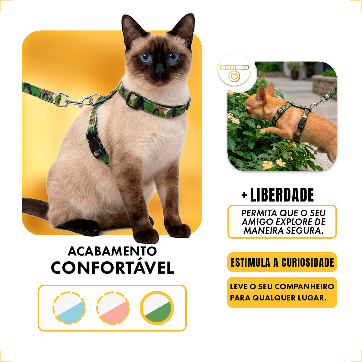 Coleira Peitoral Gatos Com Guia Conforto - Verde — foto 5