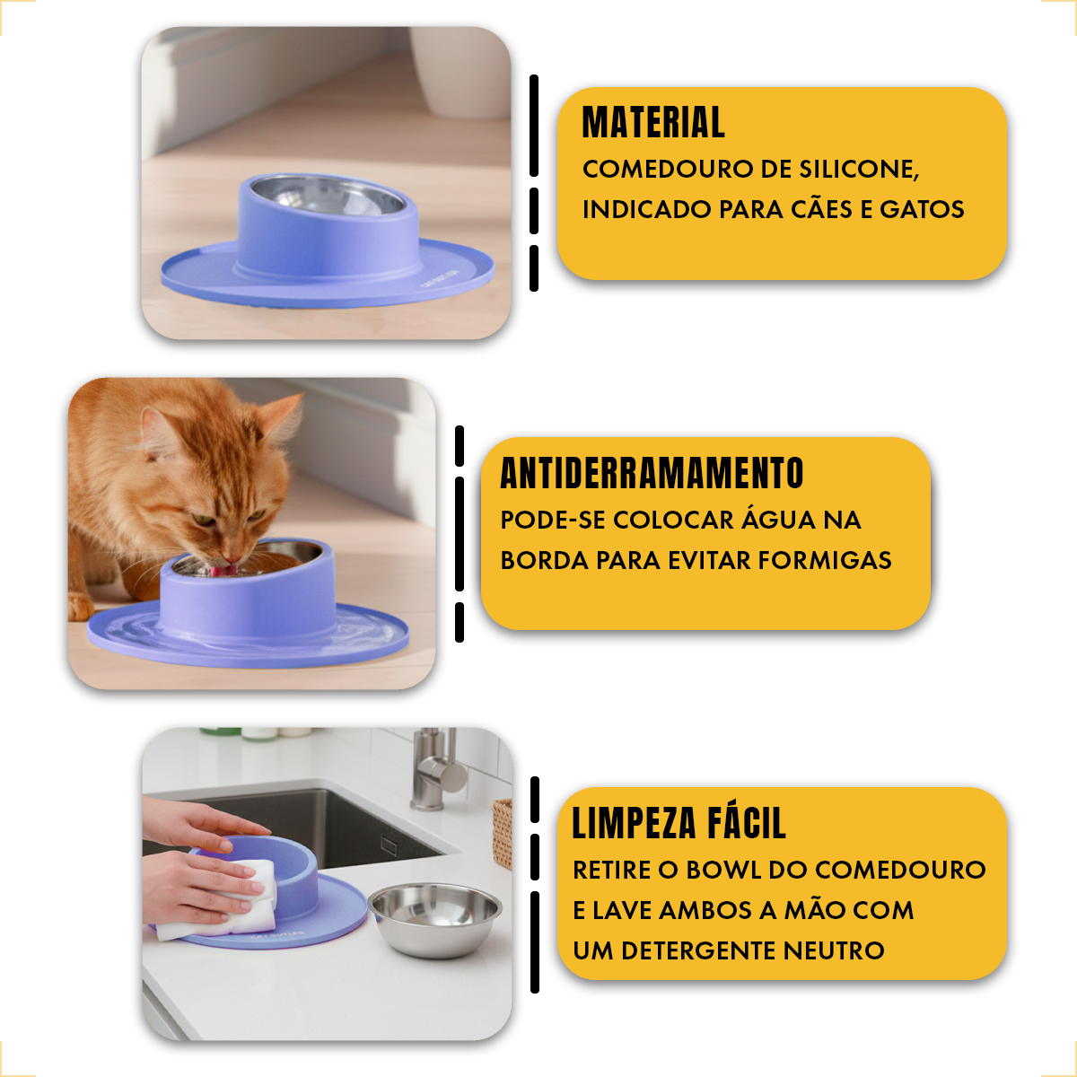 Comedouro bebedouro silicone inox antiderrapante - Roxo — foto 4
