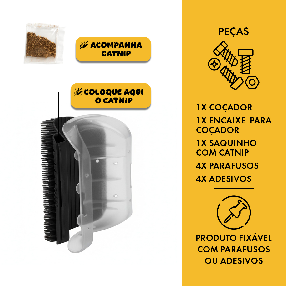 Escova Coçadinha Masssageador Para Gatos - Preto — foto 6