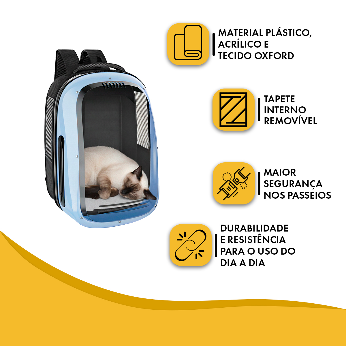 Mochila Pet Panorâmica Visor  Pet até 5 kg - Azul — foto 5