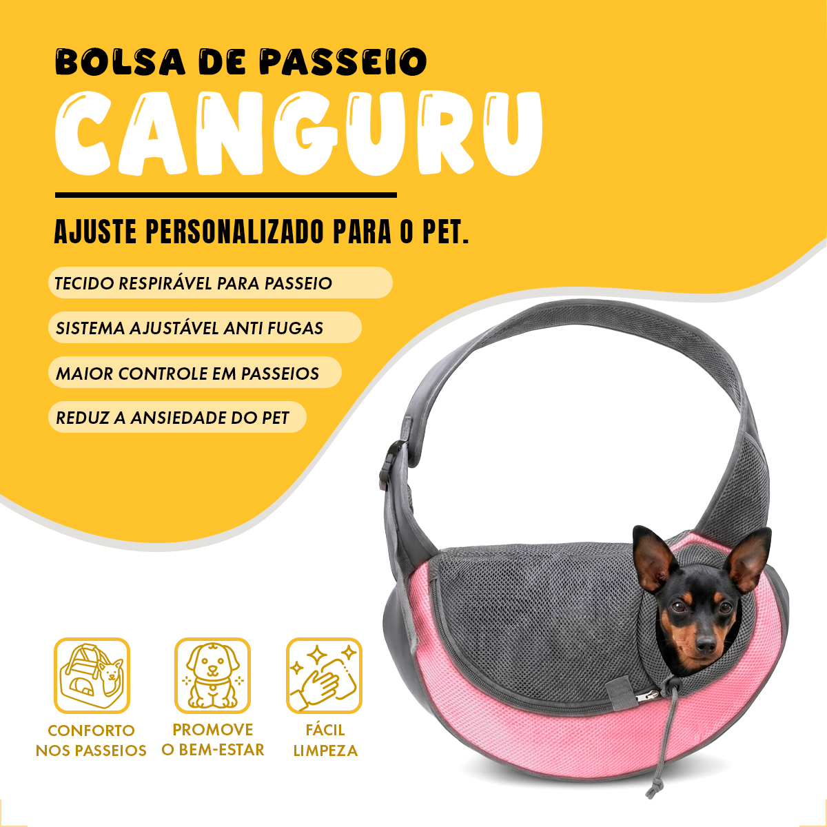 Bolsa Transporte Animais P Porte Cãe e Gato - Rosa G — foto 3