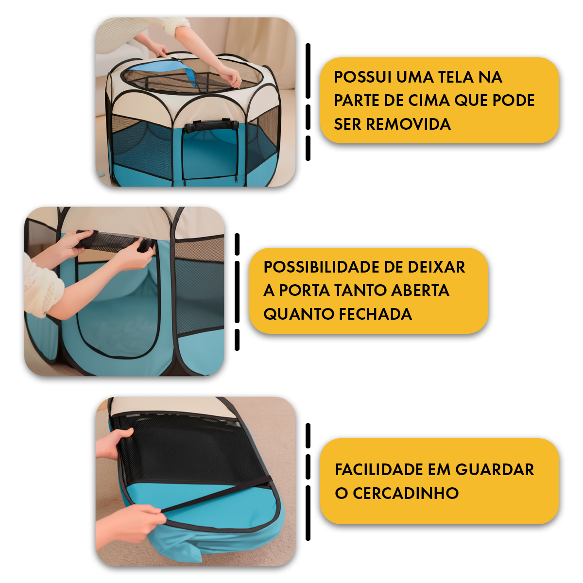 Cercadinho Pet Portátil Dobrável G 114cm - Azul — foto 4