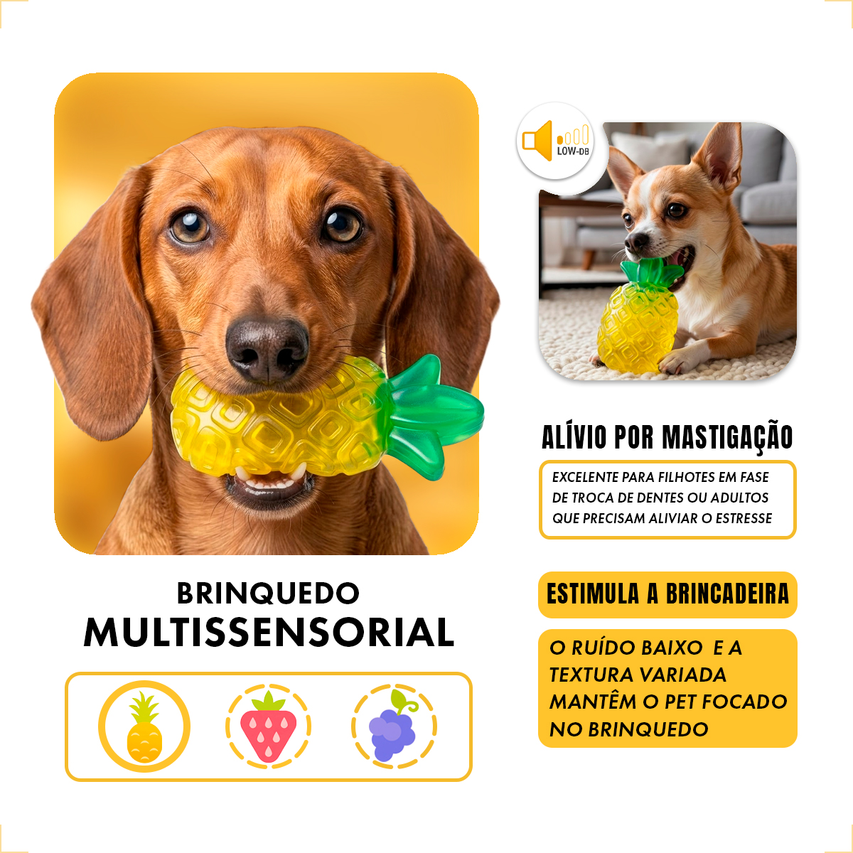 Brinquedo Mordedor Frutas Pet Cães Porte Médio TPR FOFOS - Abacaxi — foto 6