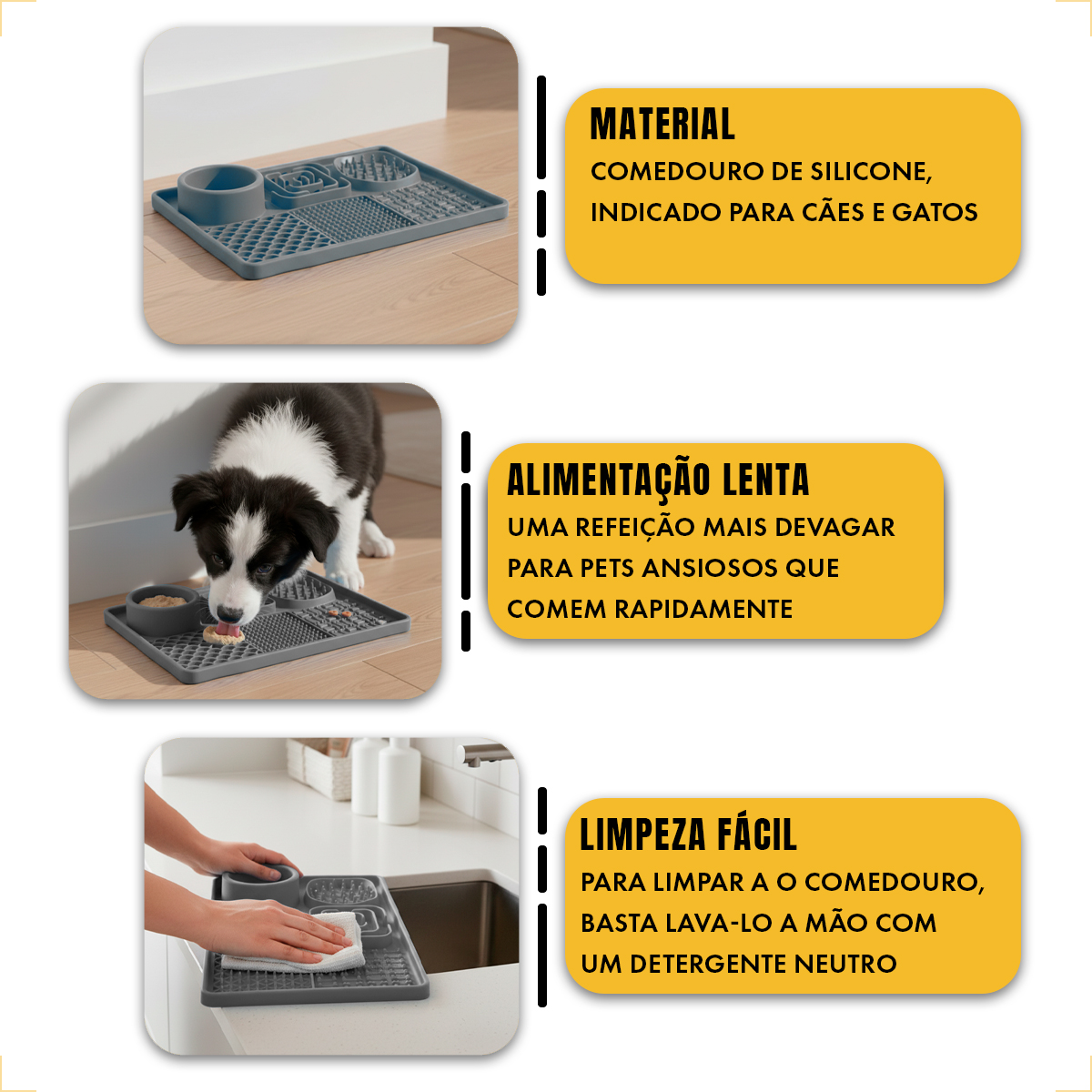 Tapete De Alimentação Lenta Cães E Gatos Com Ventosa Animaux - Cinza — foto 4