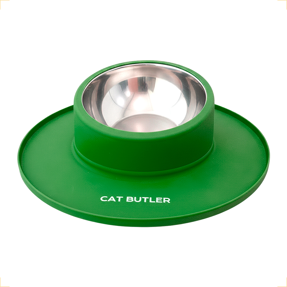 Comedouro bebedouro silicone inox antiderrapante - Verde