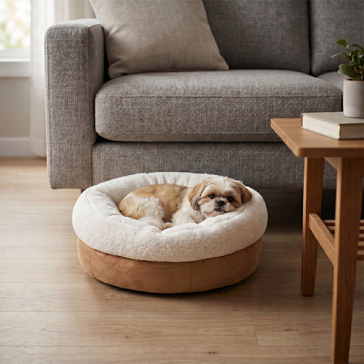 Cama Pet Luxo Donut - 50 cm Comp. x 25 cm  Alt. - BEGE — foto 6
