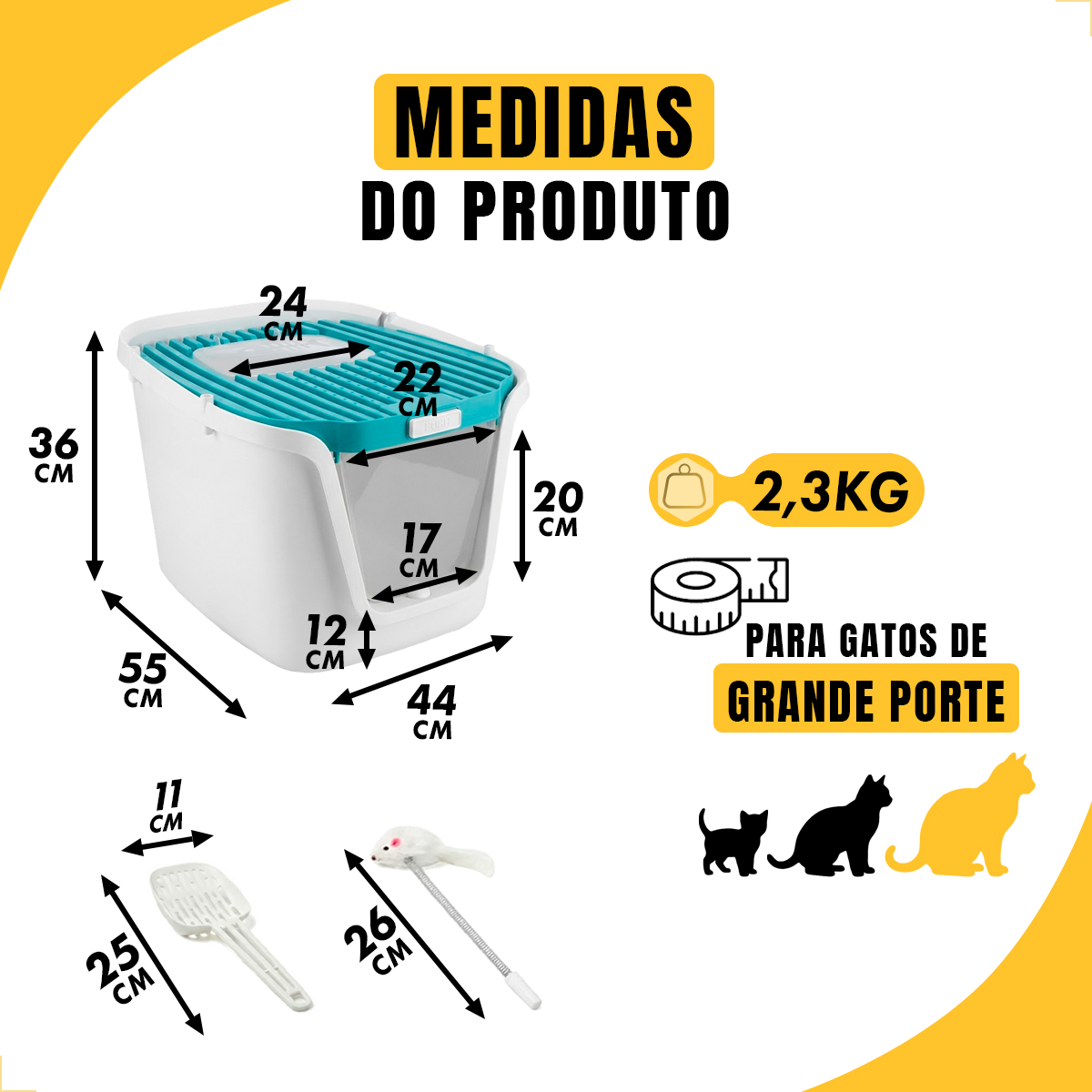 Banheiro Fechado Gatos Caixa GG 44C X 53L - Azul — foto 3