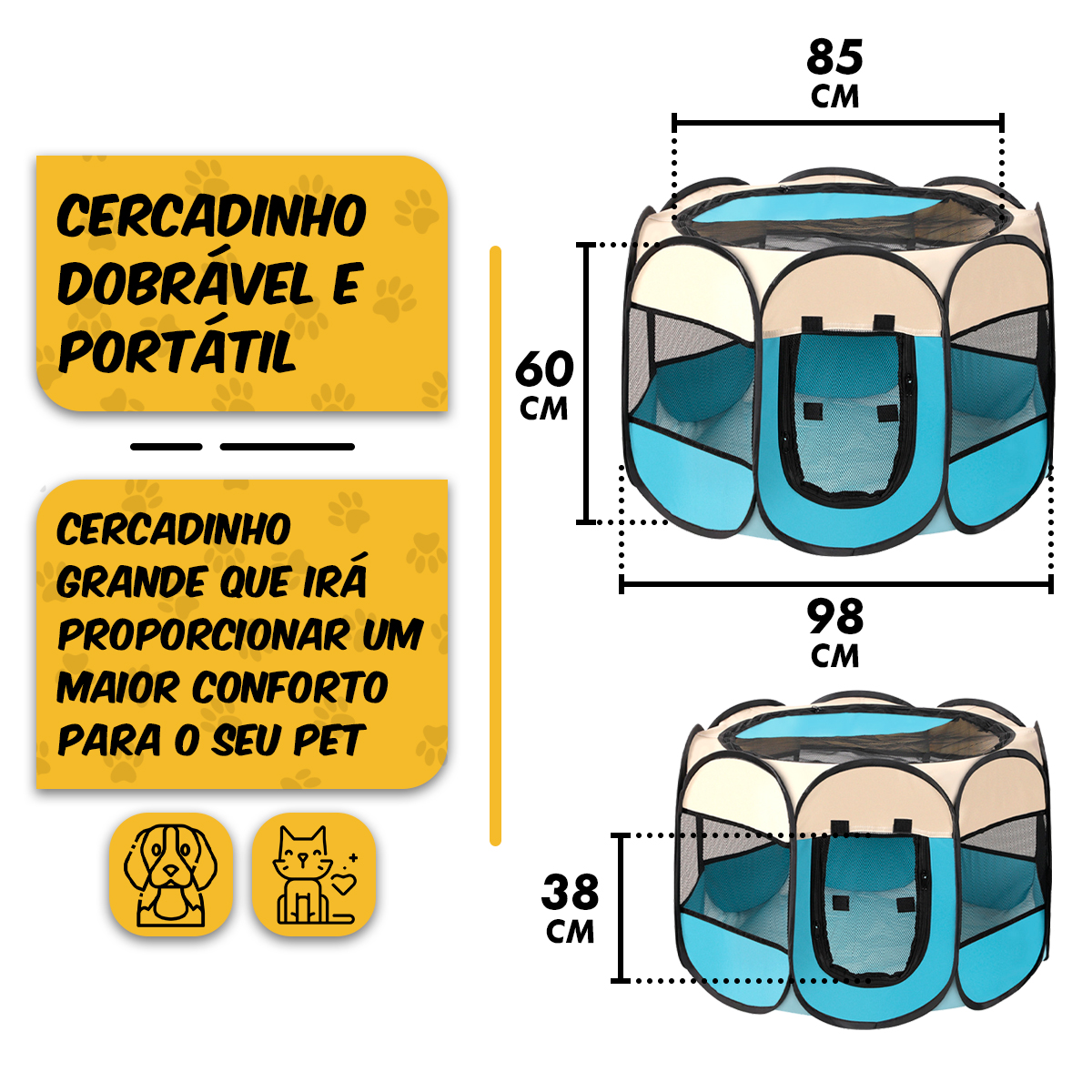 Cercadinho Pet Portátil Dobrável G 114cm - Azul — foto 3