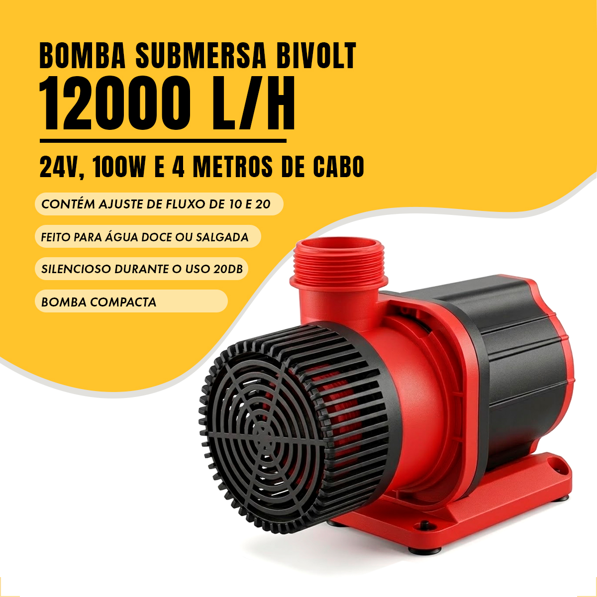 Bomba Aquário Água Doce e Salgada Submersa 12000 Lt Bivolt  — foto 5
