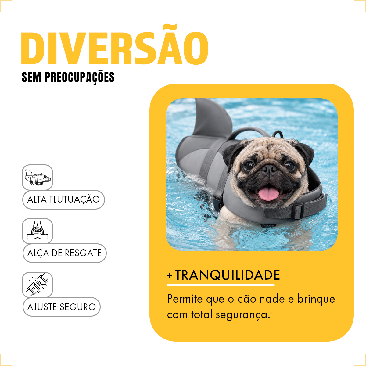 Colete Salva Vidas (M) Cães e Gatos - TUBARÃO — foto 4
