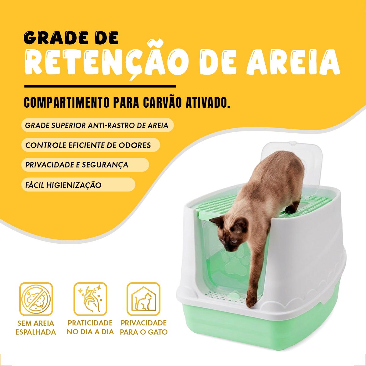Banheiro Fechado Patinha Para Gatos - Verde — foto 3