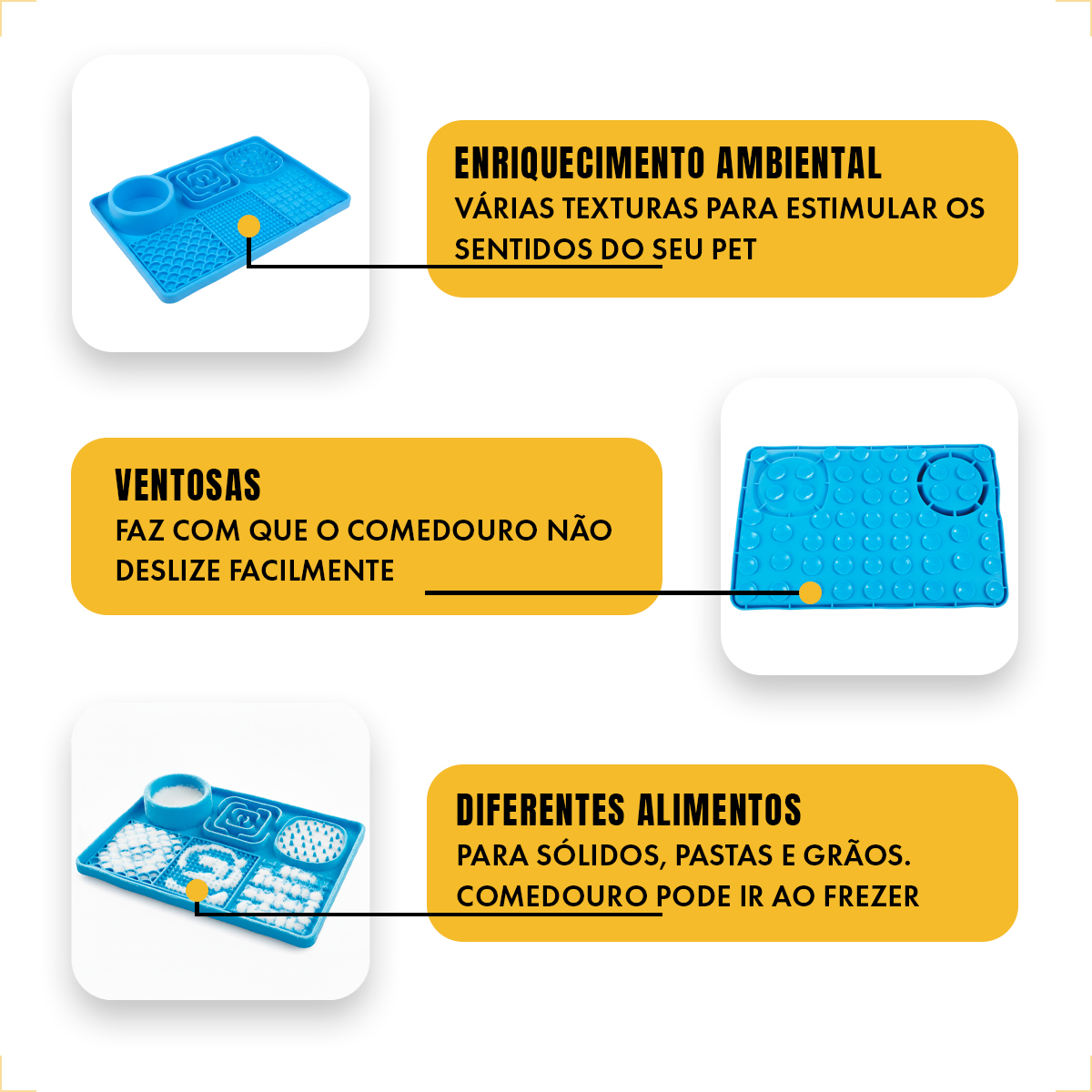 Tapete De Alimentação Lenta Cães E Gatos Com Ventosa Animaux - Azul-escuro — foto 5