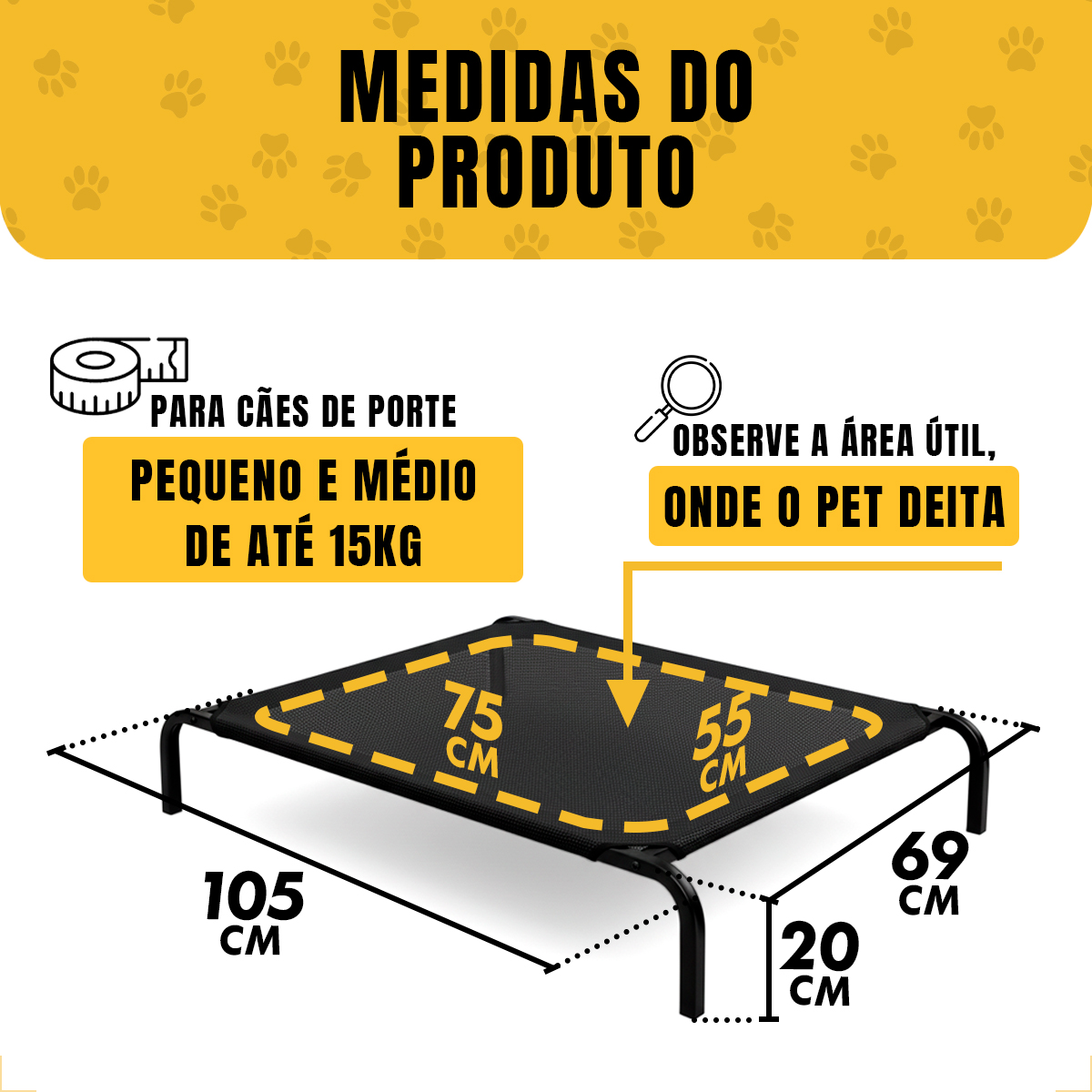Cama Elevada Pet GG 105x69cm até 40kg — foto 3