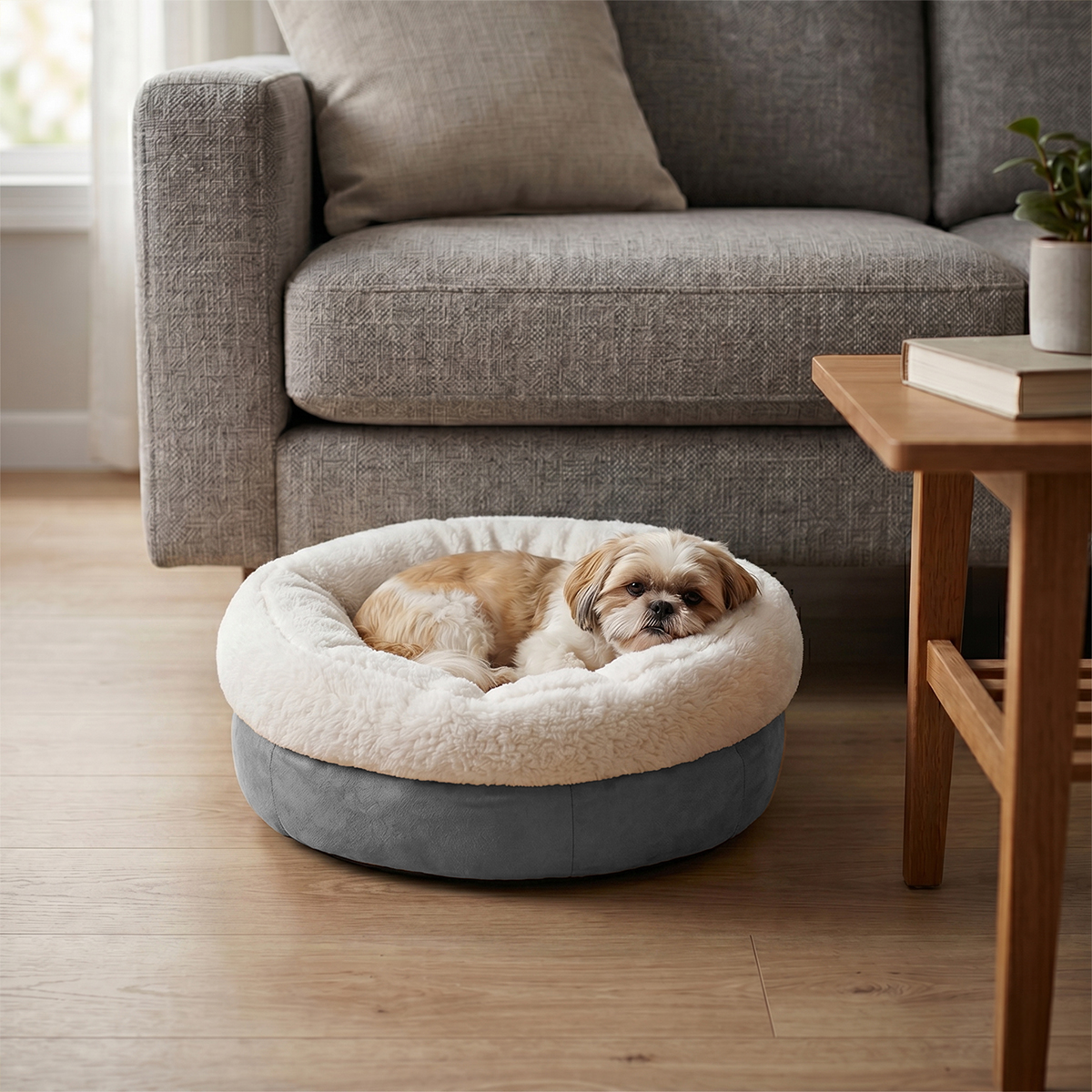 Cama Pet Luxo Donut - 50 cm Comp. x 25 cm  Alt. - CINZA — foto 6