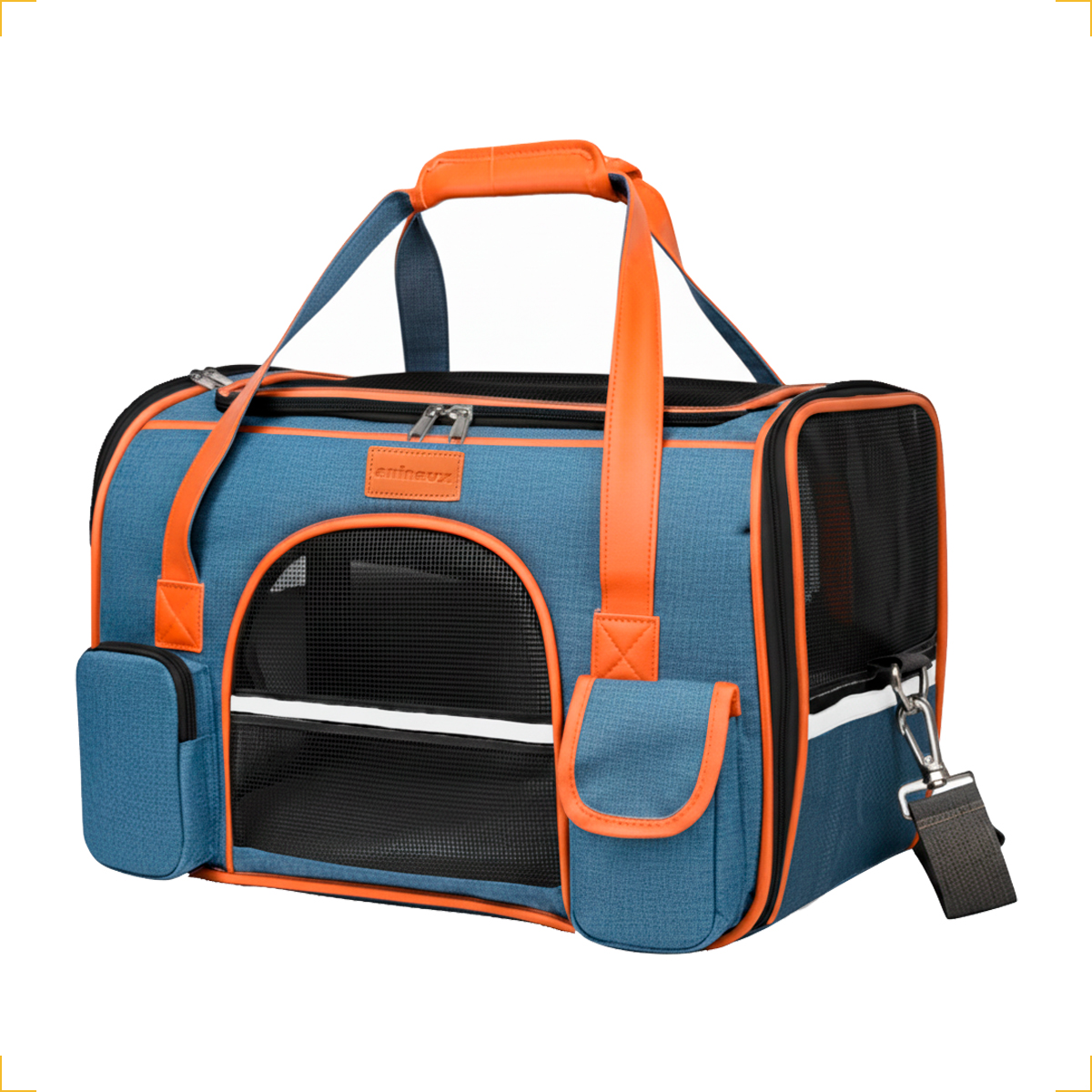 Bolsa Transporte Luxo Pet Viagem Passeio Aéreo Cães Gatos 8kg - Azul