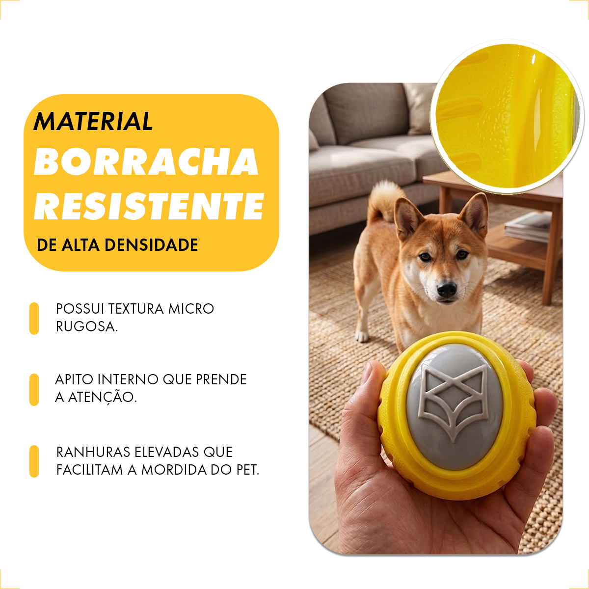 Bola Bolinha apito treinamento interativo reforçada Pet M 7,5cm FOFOS — foto 6
