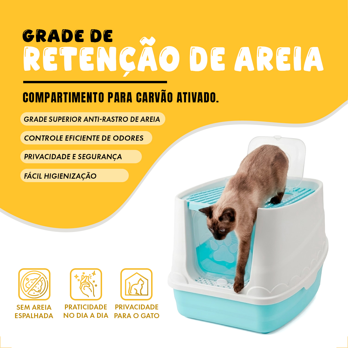 Banheiro Fechado Patinha Para Gatos - Azul — foto 3