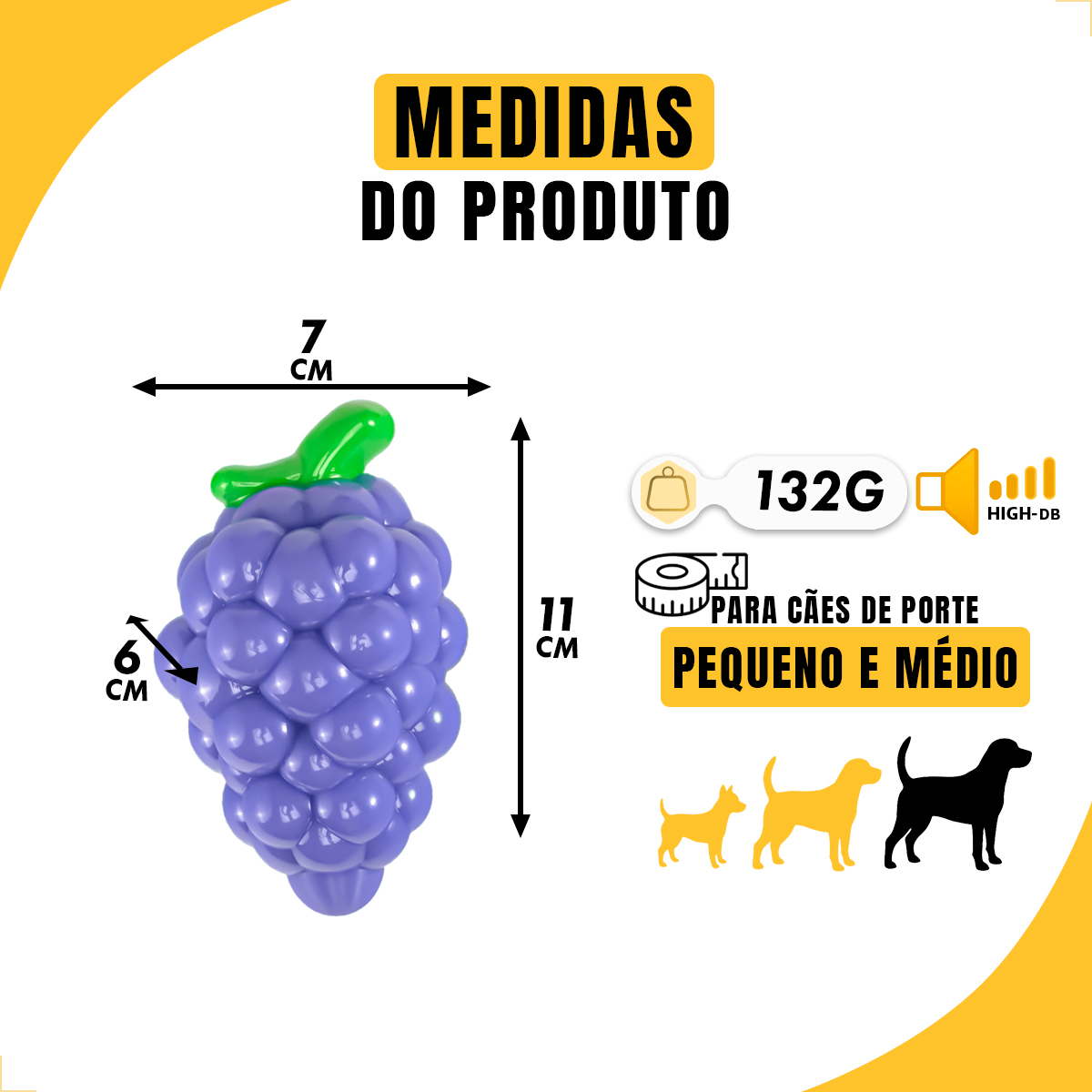 Brinquedo Mordedor Frutas Pet Cães Porte Médio TPR FOFOS - Uva — foto 4