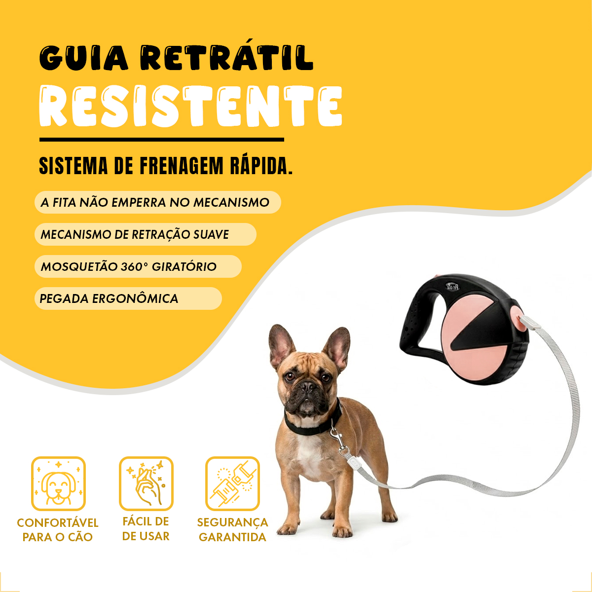 Guia Retrátil Premium 4,5m Redonda #1 - Rosa — foto 4