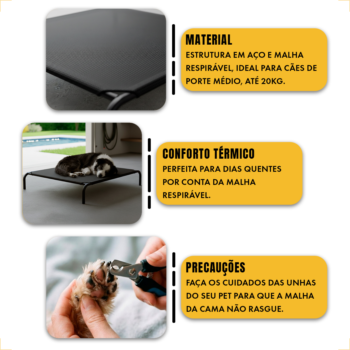 Cama Elevada Pet XGG 125x69cm até 50kg — foto 4
