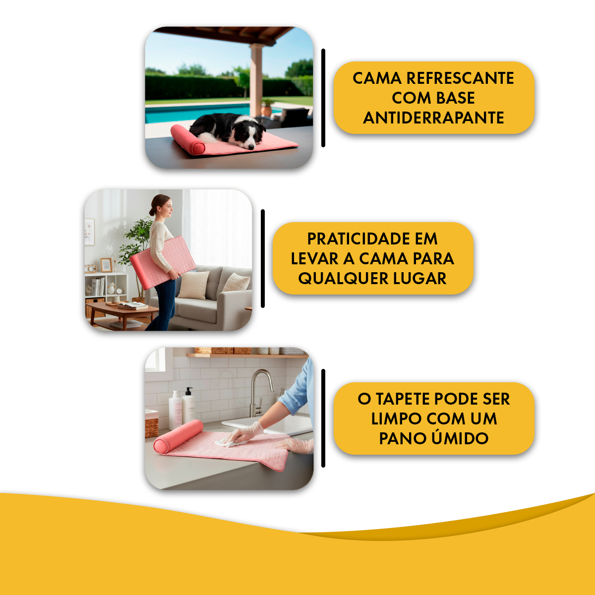 Cama Tapete Colchonete Refrescante Cães Gatos Grande  - Rosa — foto 3