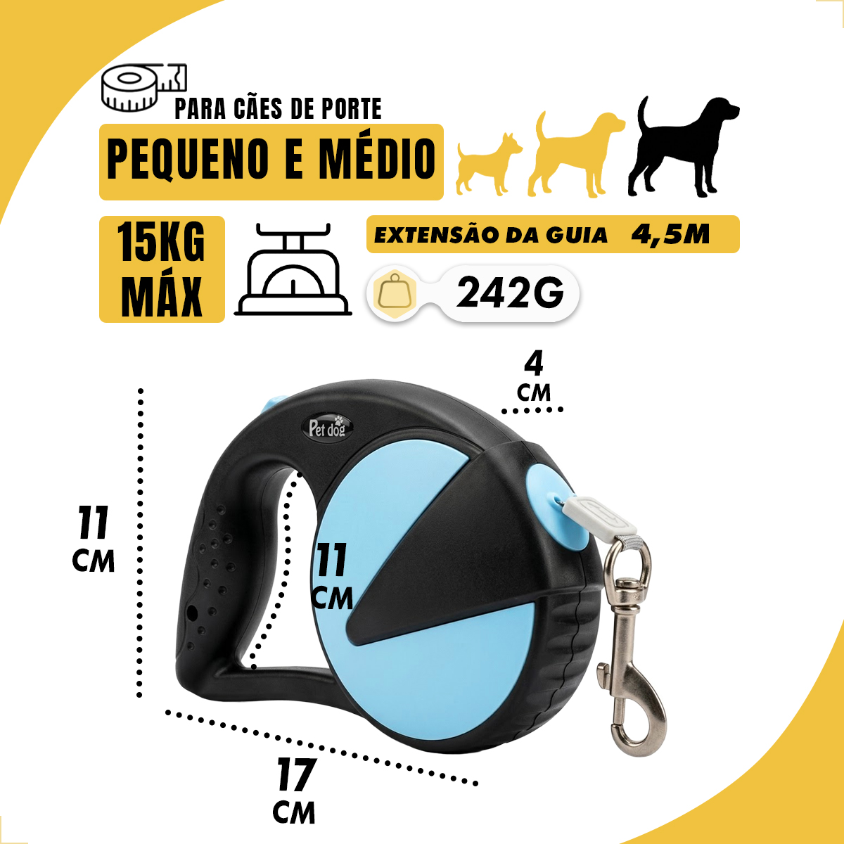 Guia Retrátil Premium 4,5m Redonda #1 - Azul — foto 2