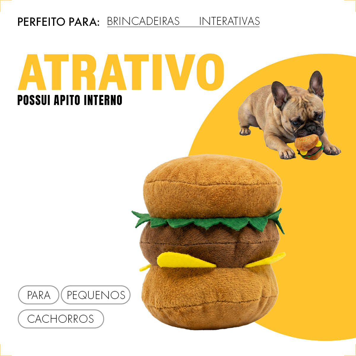Pelúcia E Brinquedo Fast Food Diversão Para Pet Cães e Gatos - Hamburguer — foto 3