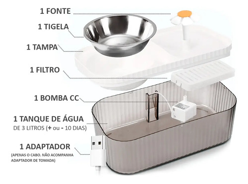 Bebedouro Elevado Gato Fonte Agua Automática 3 Litros Inox  - Rosa — foto 3