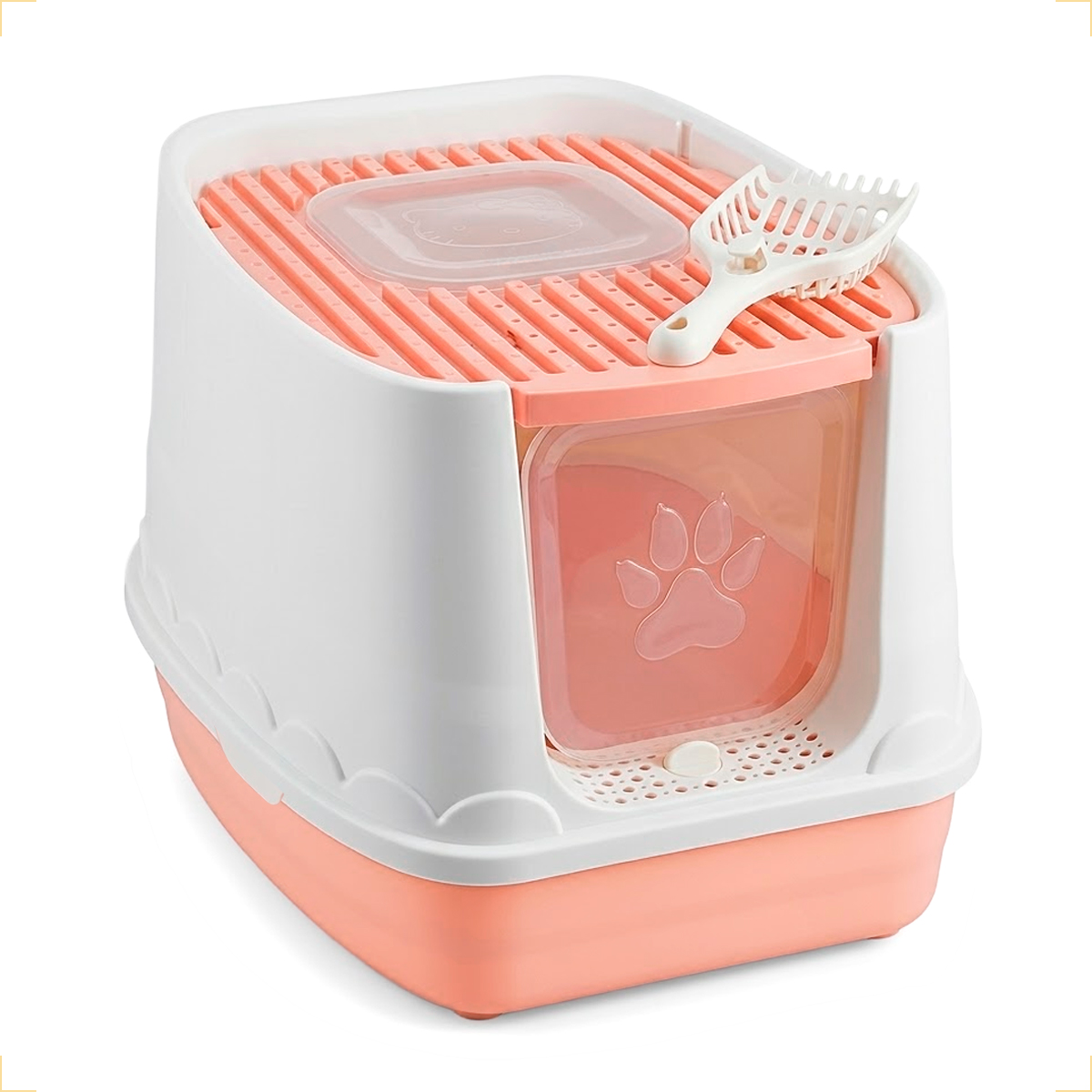Banheiro Fechado Patinha Para Gatos - Rosa