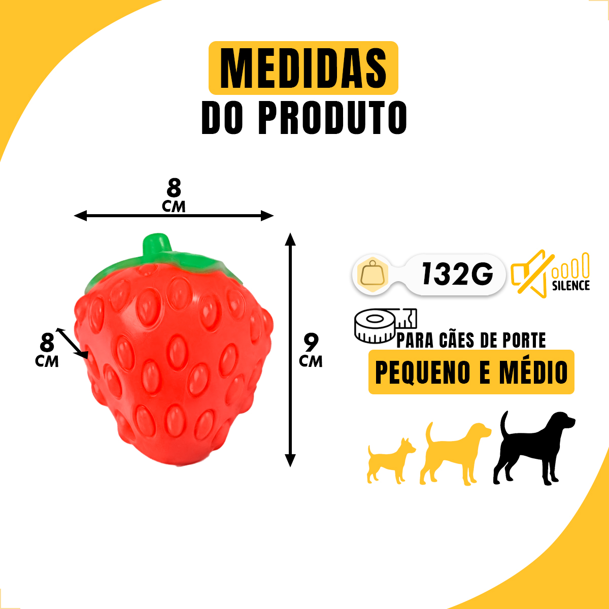 Brinquedo Mordedor Frutas Pet Cães Porte Médio TPR FOFOS - Morango — foto 4