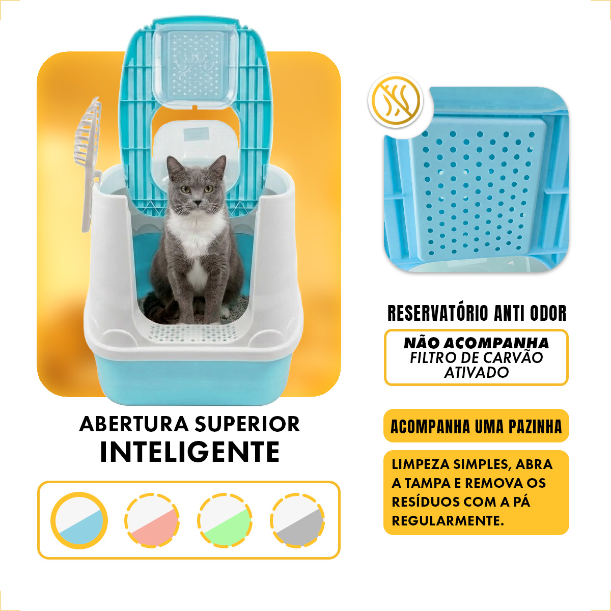 Banheiro Fechado Patinha Para Gatos - Azul — foto 4