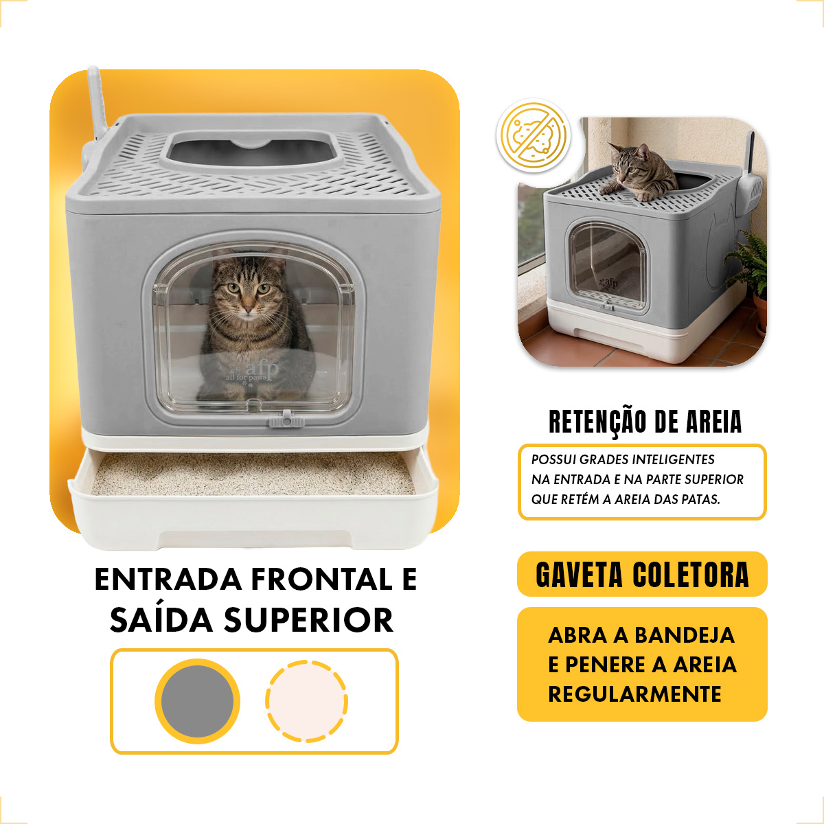 CAIXA DE AREIA BANHEIRO DOBRÁVEL PARA GATOS ATÉ 12 kg - CINZA-ESCURO — foto 4