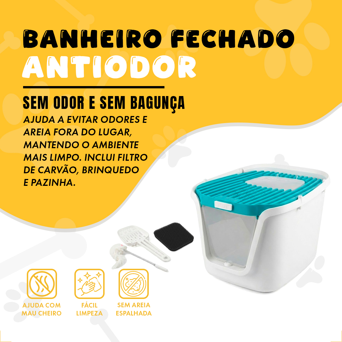 Banheiro Fechado Gatos Caixa GG 44C X 53L - Azul — foto 4