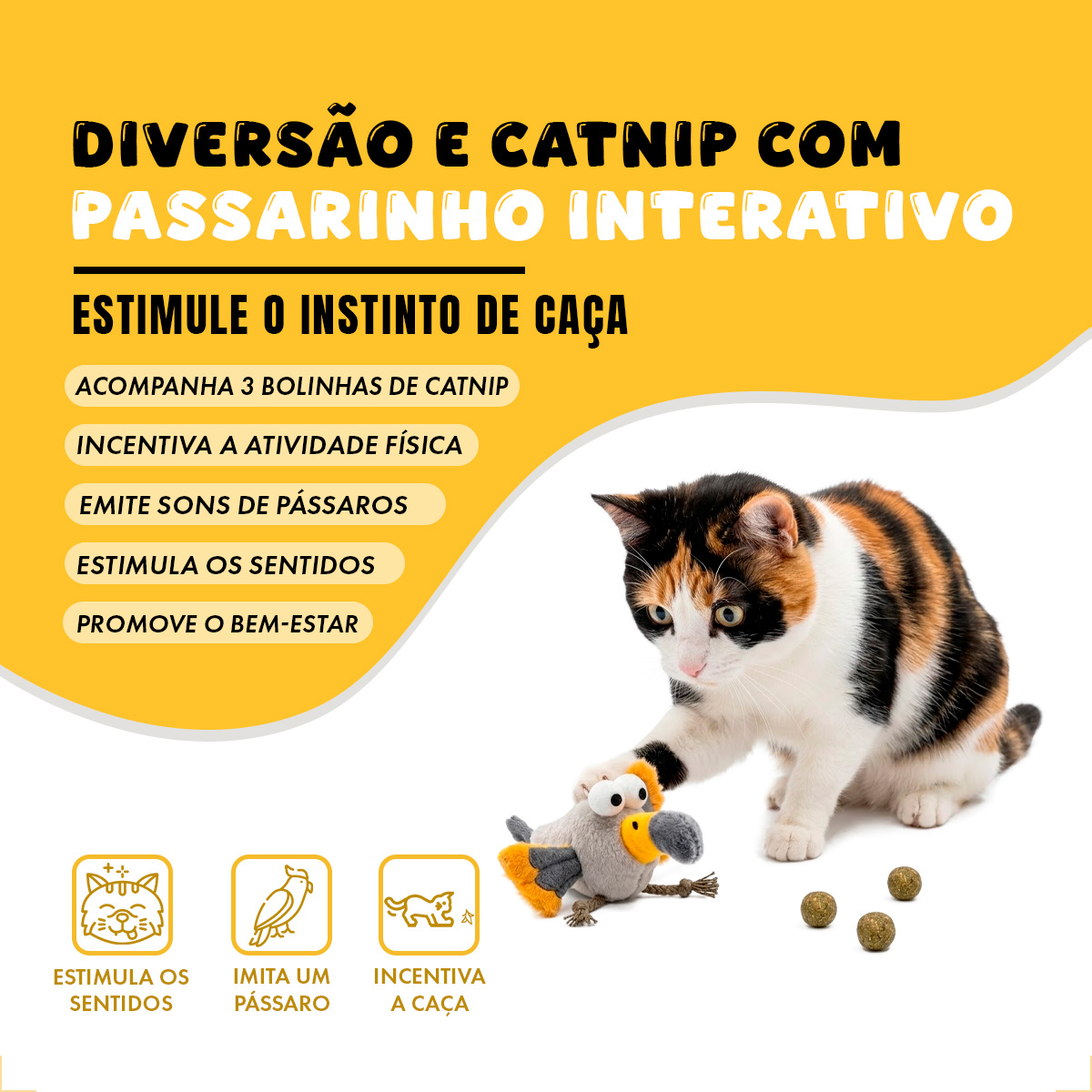 Brinquedo Interativo Som Bolinhas Catnip Aves/Passáros Gatos FOFOS - Águia — foto 5
