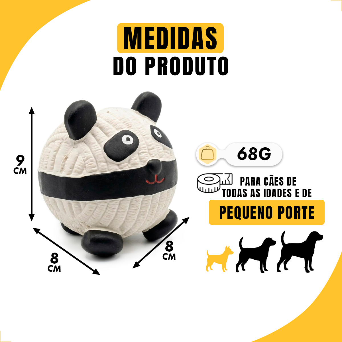 Brinquedo Látex Bola Animais Pet Cães FOFOS - Panda — foto 3