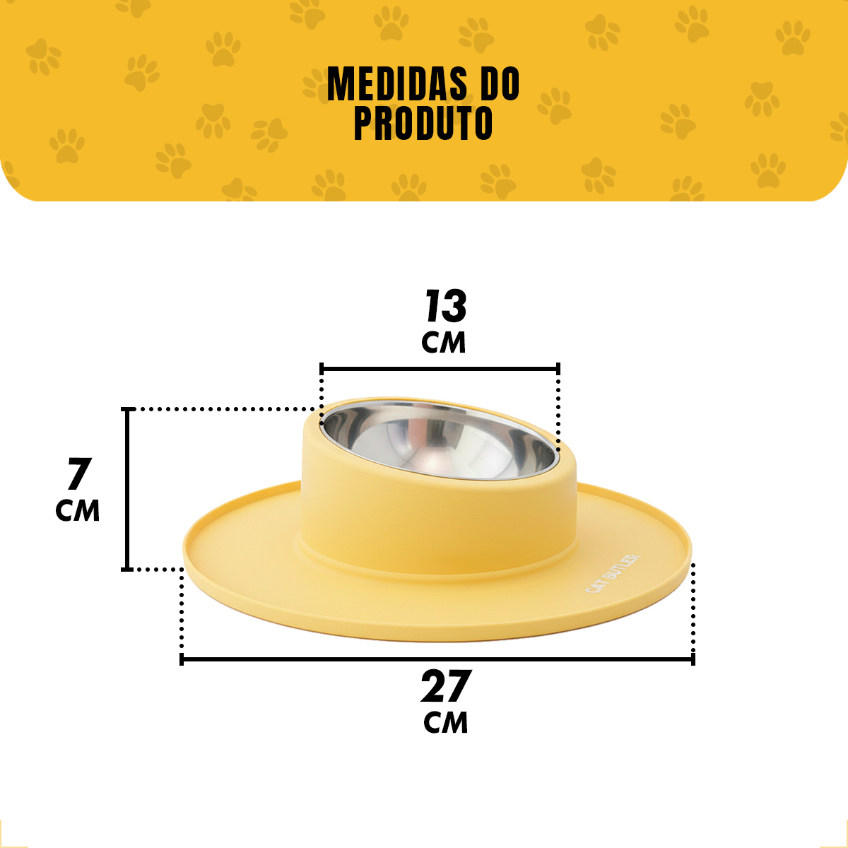 Comedouro bebedouro silicone inox antiderrapante - Amarelo — foto 3