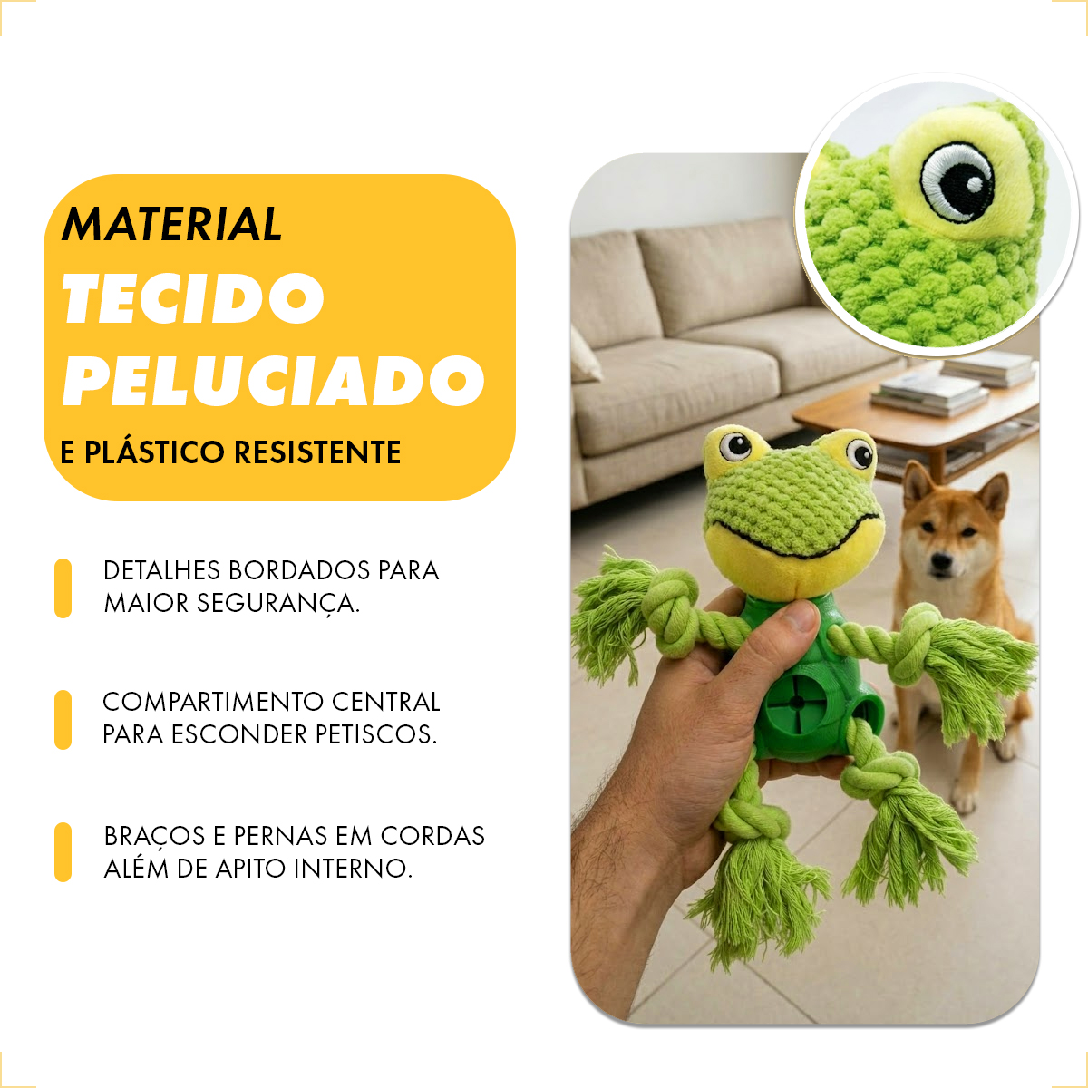 Brinquedo Pet Pelúcia Corda AFP Sapo — foto 6