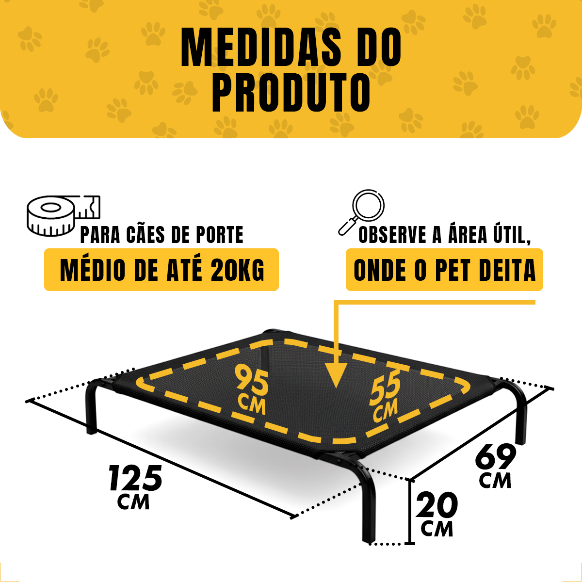Cama Elevada Pet XGG 125x69cm até 50kg — foto 3