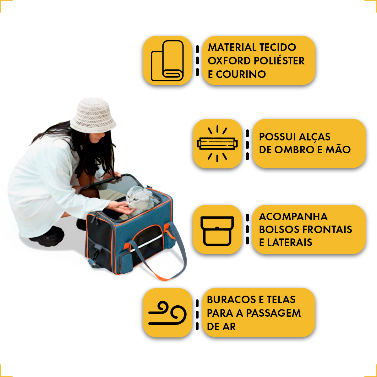 Bolsa Transporte Luxo Pet Viagem Passeio Aéreo Cães Gatos 8kg - Azul — foto 5