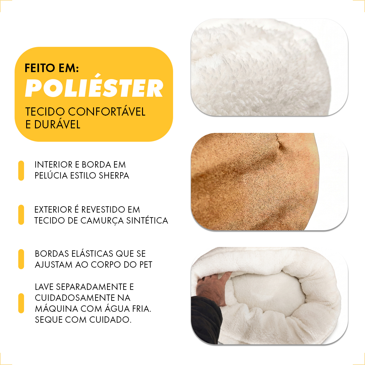 Cama Pet Luxo Donut - 50 cm Comp. x 25 cm  Alt. - BEGE — foto 5