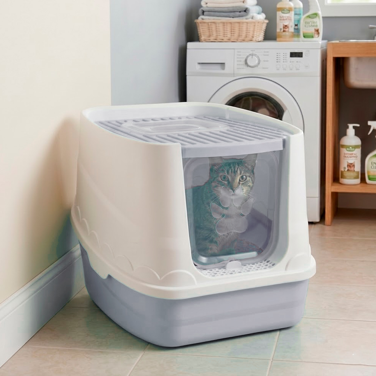 Banheiro Fechado Patinha Para Gatos - Cinza — foto 6