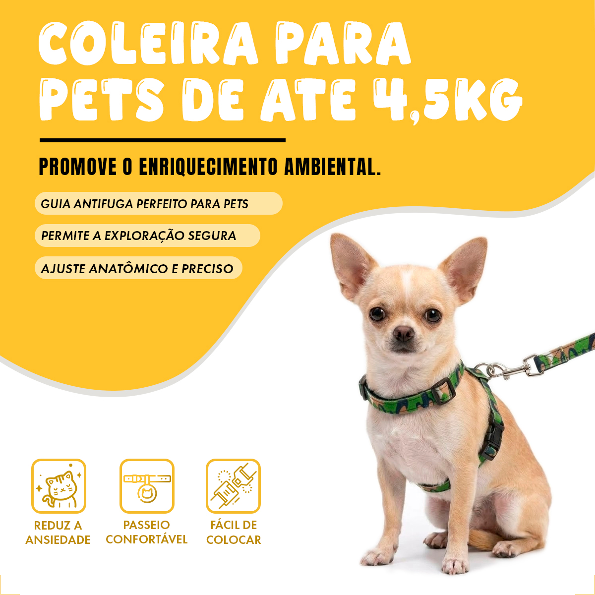 Coleira Peitoral Gatos Com Guia Conforto - Verde — foto 4