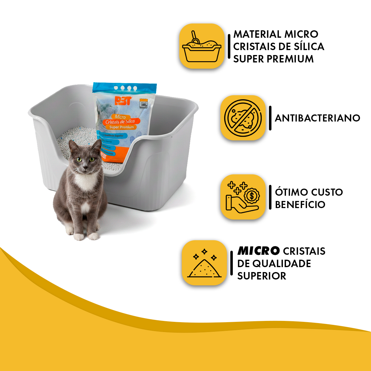 Areia Sanitária de Gato Micro Cristais Sílica FINA 1,6kg P3T — foto 5