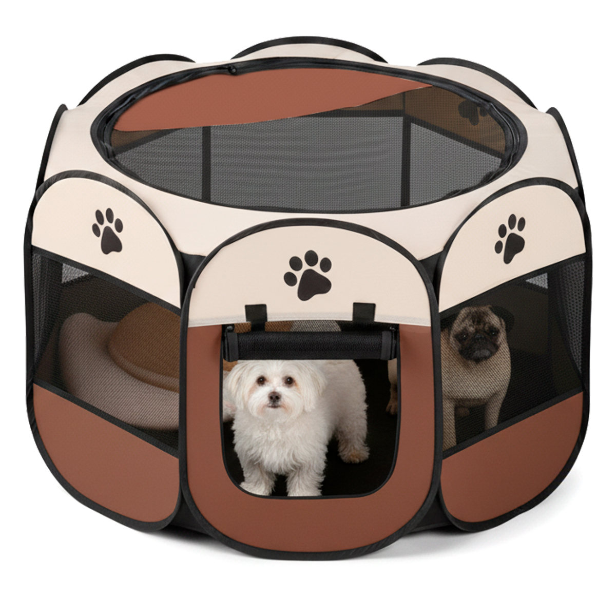 Cercadinho Pet Portátil Dobrável G 114cm - Marrom — foto 8