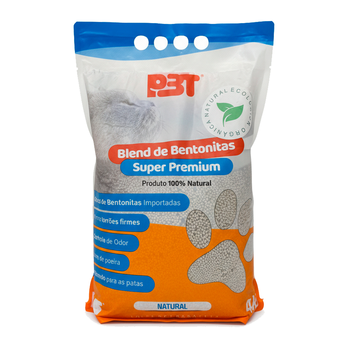 Bentonita Areia Sanitária Gatos 4kg Biodegradável P3T NATURAL