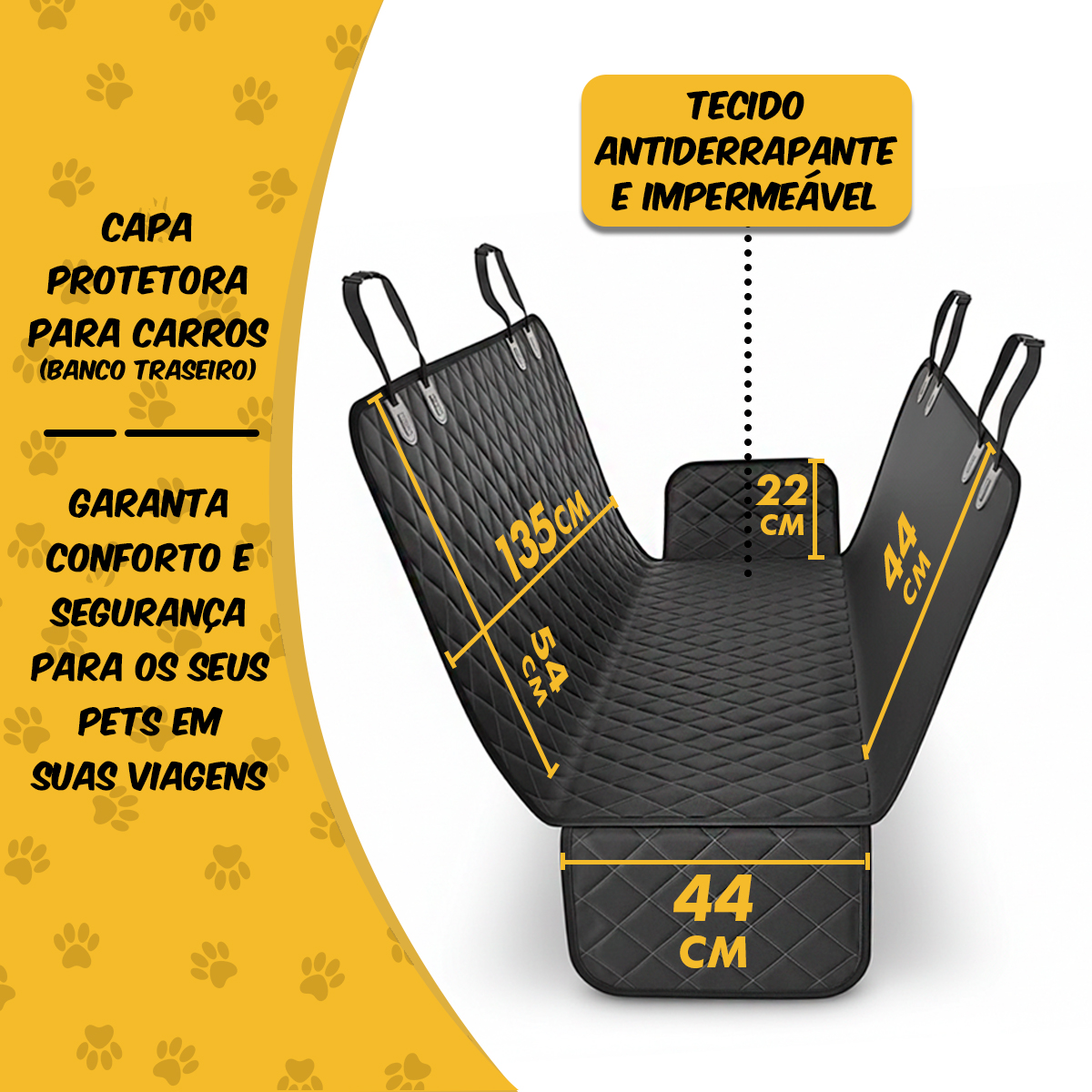 Capa Protetora para Carro Banco Traseiro Pet Cães Gatos com Passagem de Cinto  — foto 3