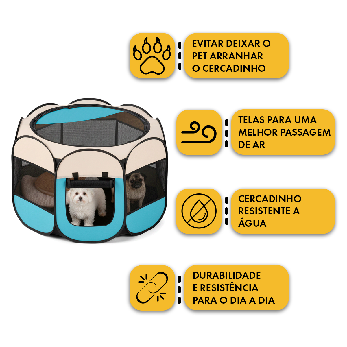 Cercadinho Pet Portátil Dobrável G 114cm - Azul — foto 6